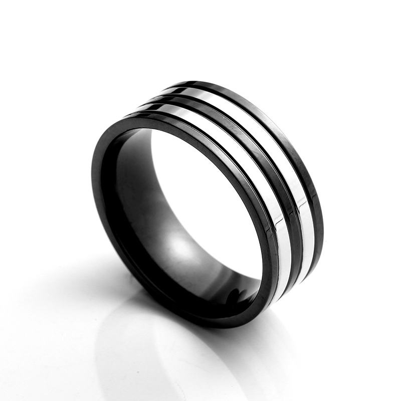 Men\'s Stainless Steel Ring Two Tone Black Plating Ring Elegante China Juwelier Hersteller