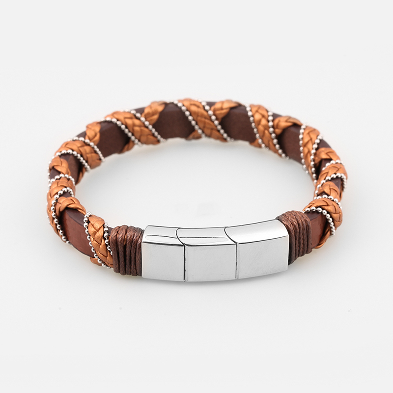 Armband aus Edelstahl Multi-Layer Armband Armband Multi-Color Geflechtes Leder Armband mit Magnet-Clamp
